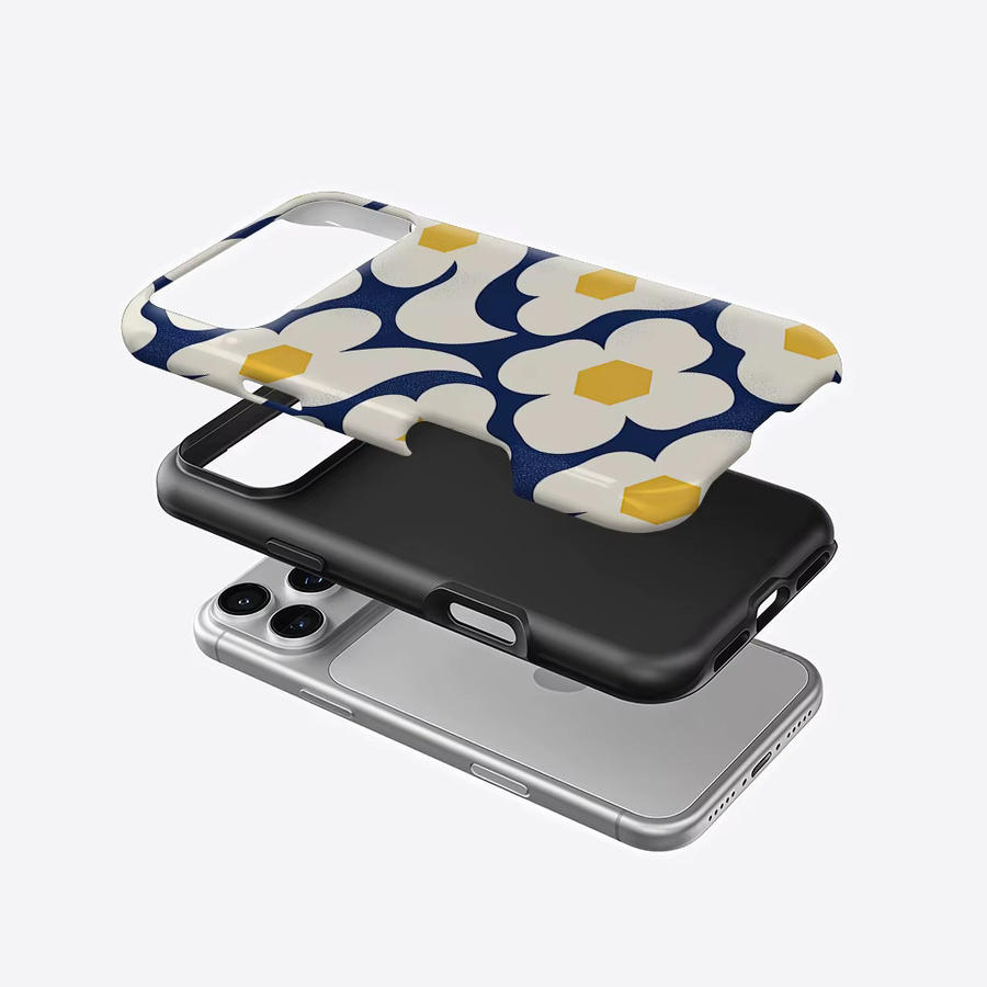 Aurea Case Matte Bumper MagSafe Schutzhülle für iPhone mit marineblauem Gänseblümchenmuster - Bild 2