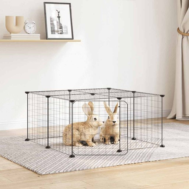 MobelMall 12-tlg. Haustierkäfig aus Metall mit Tür in Schwarz, B/T/H: 70 x 35 x 70 cm - Bild 1