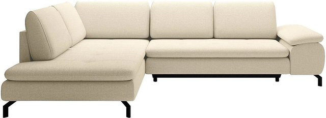 Vente-unique Schlafsofa Archibald in Beige mit L-Form und Strukturstoff - Bild 1