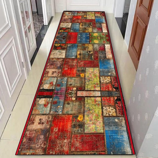 Karpetti Boho Flur Teppich mit geometrischem Design, rutschfest und waschbar, Mehrfarbig, B: 80 cm, L: 400 cm - Bild 1