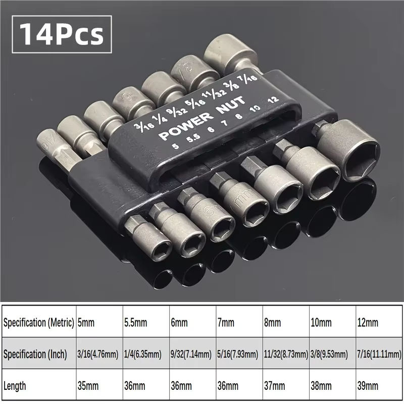 LIXIU Power Nuts Treiber Bohrer Set mit 1/4 Sechskantschaft aus CRV in Grau und Silber - Bild 6