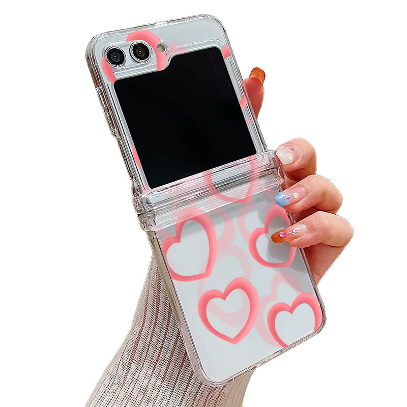 Samsung Galaxy Z Flip7 Flip6 Flip5 Hard Cover mit Herz-Design in Transparent - Bild 3