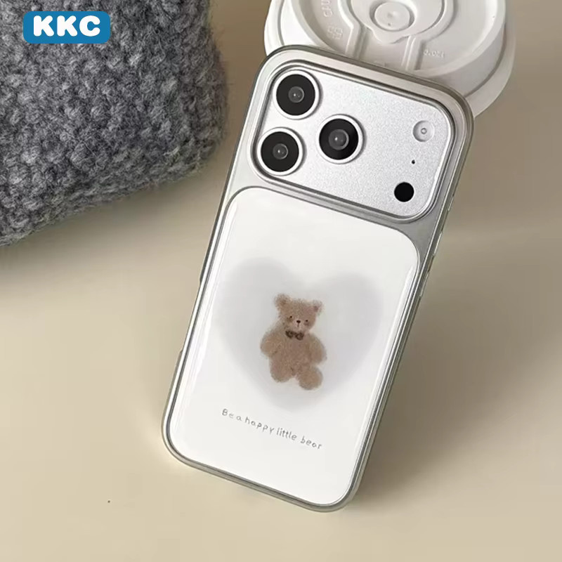 DecoPhone Handyhülle mit Koreanischer Blended Love Bear Illustration in Silber für iPhone XR bis iPhone 17 Pro Max - Bild 2