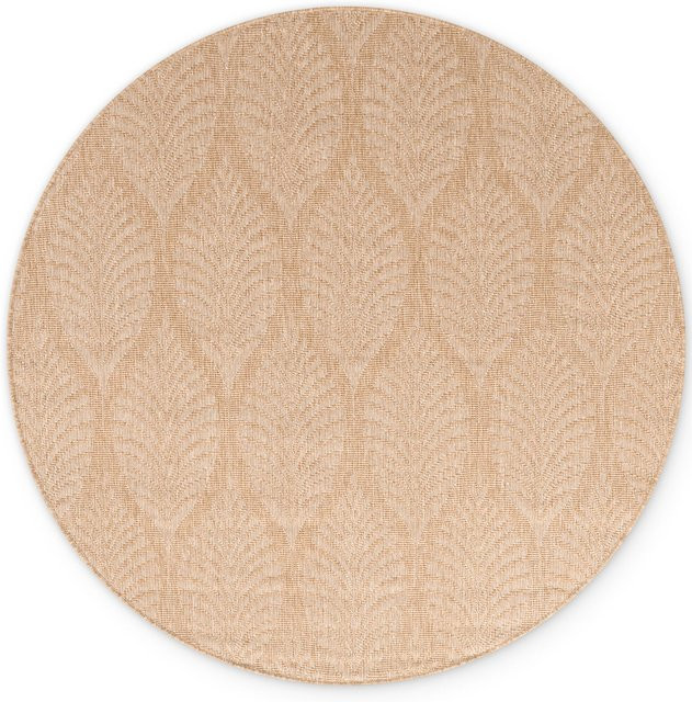NYVI Teppich Duet Liora Rund, Wetterfest und UV-beständig für Innen und Außen, Farbe: Jute Weiß, Durchmesser: 160 cm - Bild 1