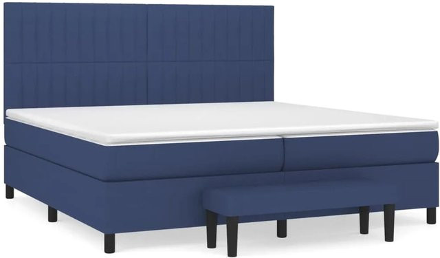 vidaXL Boxspringbett mit Matratze Blau Stoff B/T/H: 200 x 200 x 128 cm - Bild 1