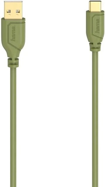 Hama USB-C-Kabel Flexi-Slim USB 2.0 480 Mbit/s in Turtle Green, Länge: 75 cm - Bild 1