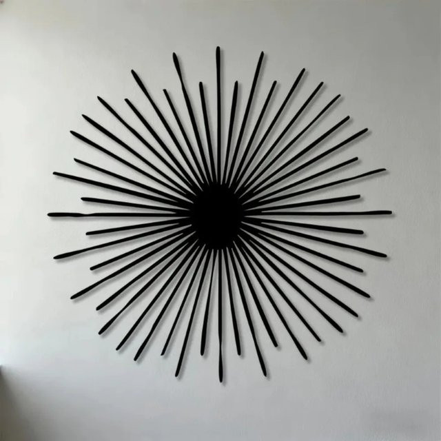 Moderne abstrakte Sonnenstrahlen Metall-Wandkunst von CIFBUY in Schwarz aus Aluminium zur Dekoration von Wohnzimmer, Schlafzimmer oder Büro - Bild 1