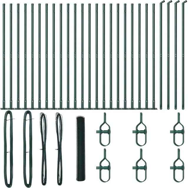vidaXL Zaunpfosten aus Stahl und PVC in Grün, Höhe: 120 cm, Durchmesser: 13 mm - Bild 1