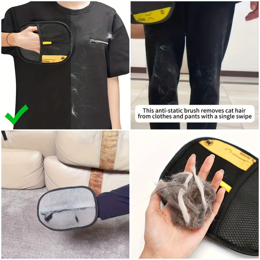 Haarentfernungshandschuhe für Hunde und Katzen in Schwarz zur Reinigung von Sofa, Teppich und Kleidung - Bild 6