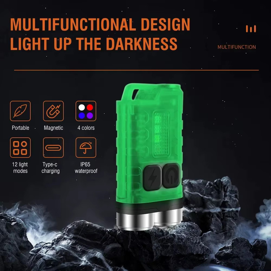 XIWANGFIRE V3 EDC LED-Taschenlampe mit Magnet, UV-Funktion und wiederaufladbarem Akku als Mini-Schlüsselanhänger - Bild 2