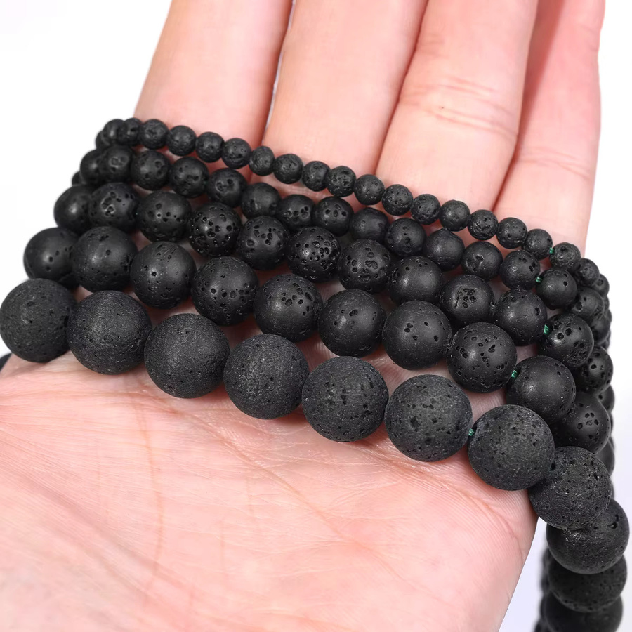 SANSWL Perlen, schwarze Lava, rund, 6 mm, 8 mm, 10 mm - Bild 6