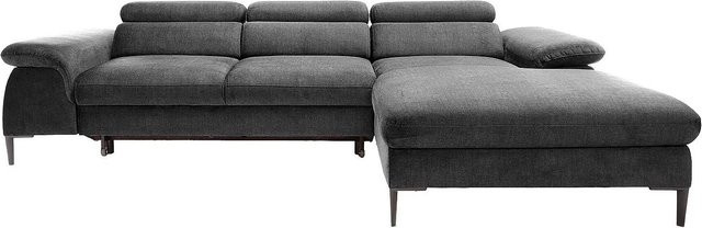 Vente-unique Schlafsofa Sepina in Anthrazitgrau mit Samtbezug und Schlaffunktion, L-Form, Breite: 288 cm - Bild 1