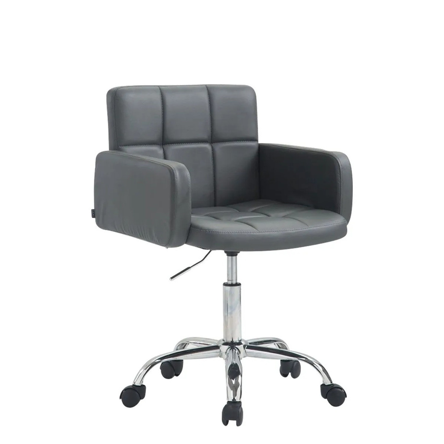 DELUKE Arbeitshocker ZÜRICH Drehhocker mit Rollen aus Kunstleder in Grau, B/T/H: 60 x 52 x 75 cm - Bild 2