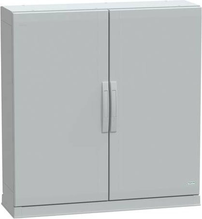 Schneider Electric Polyestergehäuse PLAZ mit Sockelrahmen und offenem Boden in Grau, B: 100 cm, H: 100 cm, T: 32 cm, IP54 - Bild 1