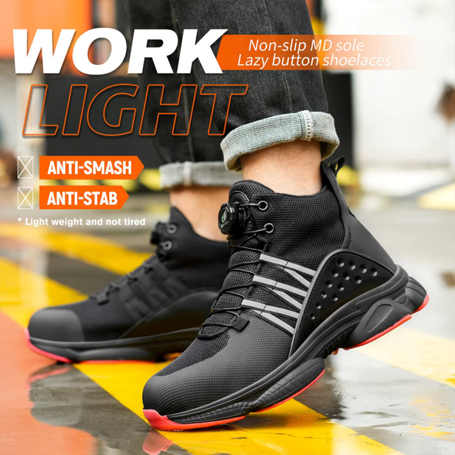 Kankeirr Herren-Arbeitsschuhe in Schwarz mit Stahlkappe und durchtrittsicherer Sohle, atmungsaktive Sicherheitsschuhe und Industrieschutzstiefel - Bild 5