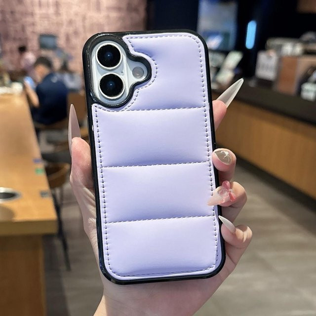 Luxus Liquid Soft Daunenjacke Schutzhülle für iPhone 15 Pro Max 14 13 12 11 in Purple - Bild 1