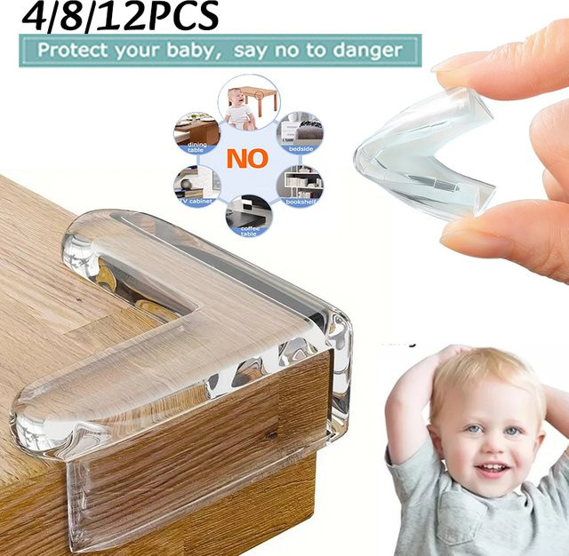 Transparente L-förmige Eckenschutz-Protektoren aus weichem Silikon als Anti-Kollisions-Schutz für Tische und Ecken im Multipack - Bild 1