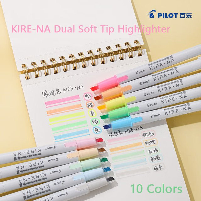 Pilot KIRE-NA Dual Rail Soft Tip Textmarker in Grau mit 3,3 mm breiter Spitze und 0,5 mm feiner Spitze - Bild 1