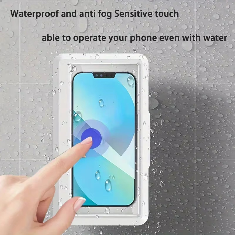 Wasserdichte Handyhalterung für Badezimmer und Dusche von VIKEFON in Weiß mit 360-Grad-Drehung und Touch-Funktion - Bild 2