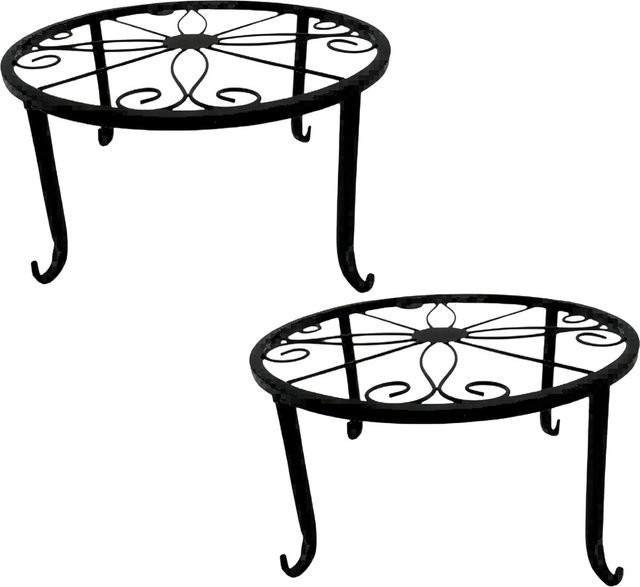 Relaxdays Blumenständer aus Eisen im 2er Set in Schwarz im Retro-Design für Zimmerpflanzen und den überdachten Außenbereich, B/T/H: 11 x 11 x 23 cm - Bild 1