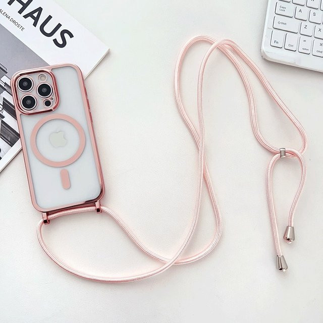 Crossboby Handyhülle mit Lanyard-Beschichtung und MagSafe Magnet für iPhone 17 16 15 14 13 12 11 Pro Max in Lila - Bild 1