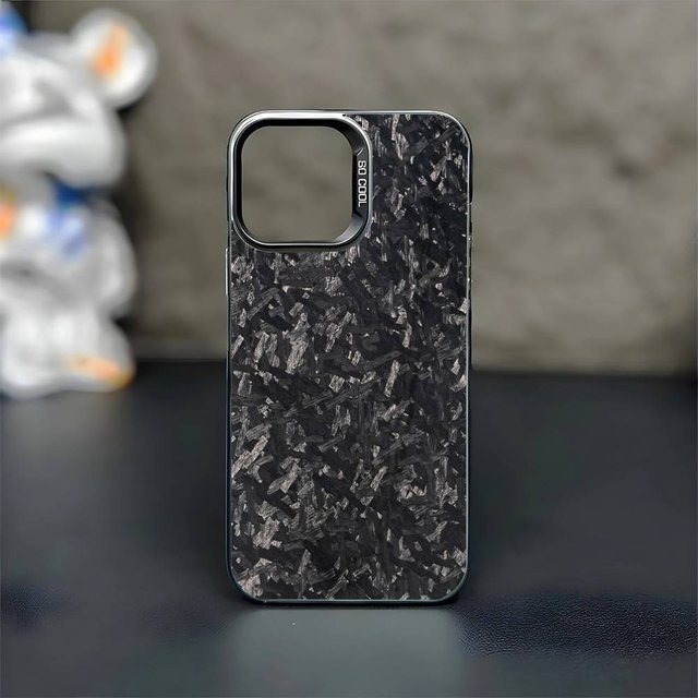 Stoßfeste Handyhülle mit Karbonfaser-Muster für iPhone 17 bis 11, Schwarz Matt, mart15-2 - Bild 1