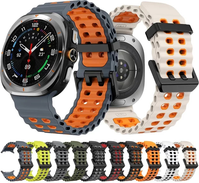 Samsung Uhrenarmband Silikon, Zweifarbiges Marine, Unisex - Bild 1
