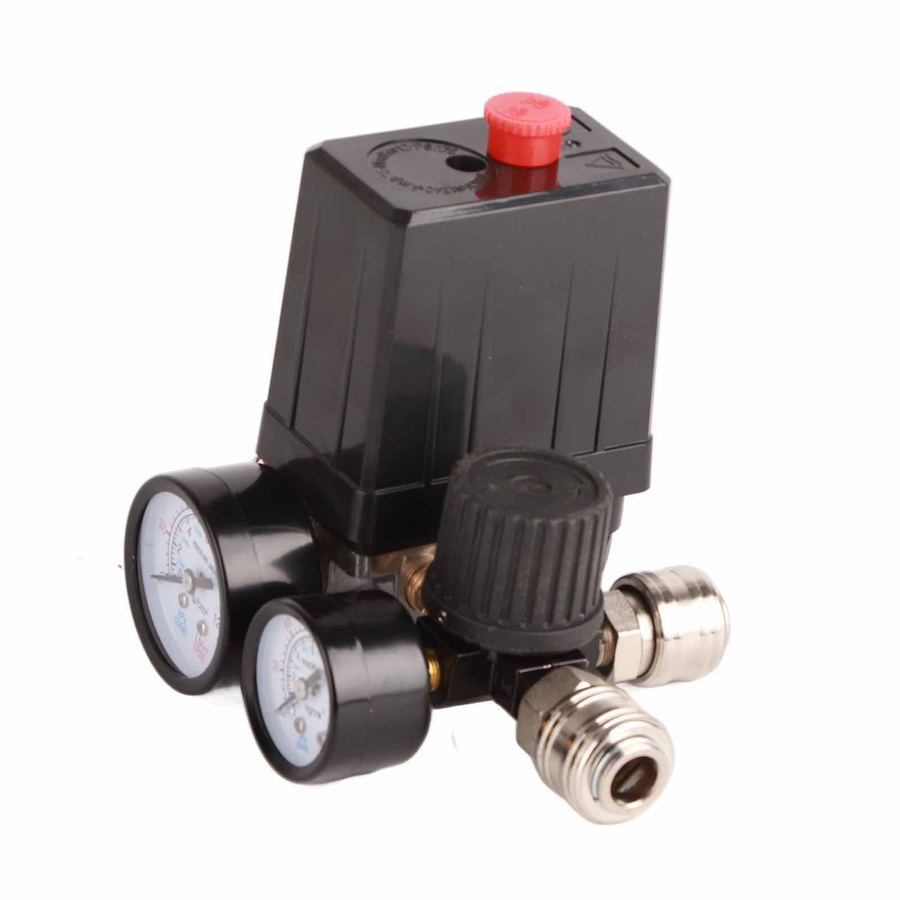 Luftkompressor Druckschalter mit 4 Löchern und 1/4 Zoll Regler Ventil, 90-120 PSI, 220V, weiß - Bild 2