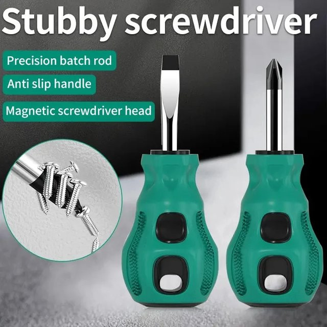 Magnetisches Präzisions-Schraubendreiser-Set mit kurzem Griff in Grün für Automotive-Wartung und Feinmechanik - Bild 1