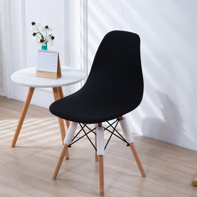 Elastischer Eames Stuhlbezug in Schwarz, wasserabweisende und abnehmbare Stuhlhusse aus elastischem Faserstoff für Esszimmer und Hochzeiten - Bild 1