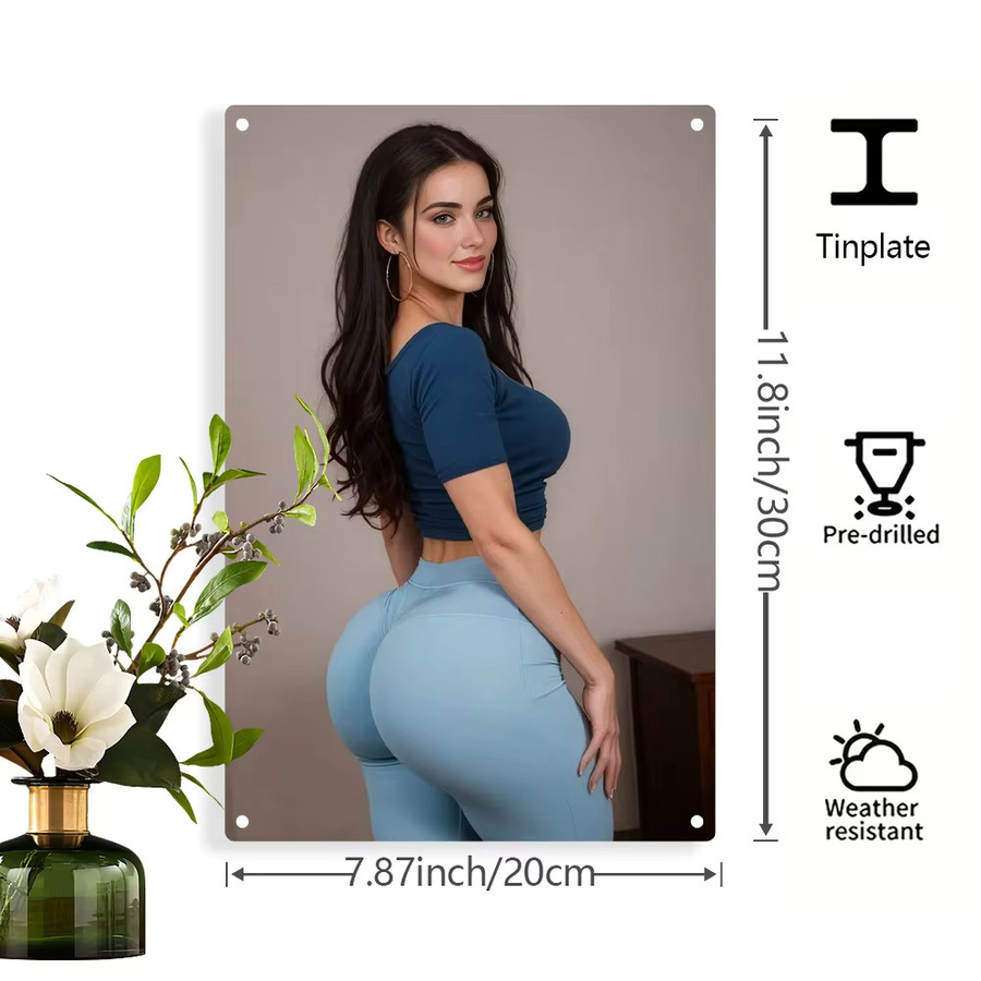 HELLOYOUNG Blue Silhouette Yoga Blechschild aus Metall für Innen- und Außenbereich - Bild 2