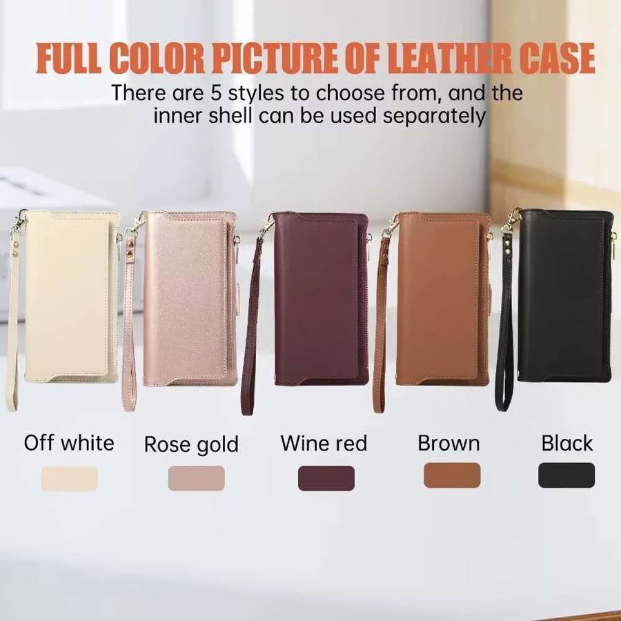 2 in 1 Handyhülle mit abnehmbarer Brieftasche und Crossbody-Armband für Samsung Galaxy S24 Ultra S23 FE S22 Plus A55 A15 in Gold oder Pink - Bild 4