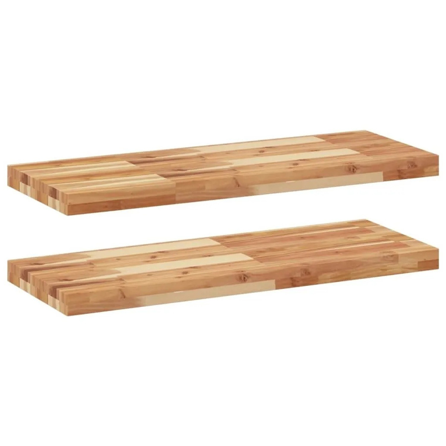 vidaXL Schweberegale Set aus 2 Stück aus Massivholz Akazie, braun, B/T/H: 80 x 30 x 4 cm - Bild 2