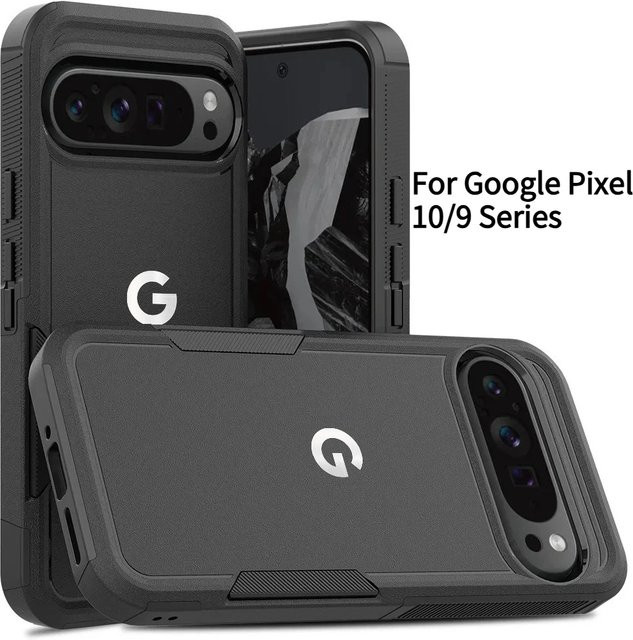 Commuster Stoßfeste Armor Handyhülle für Google Pixel 10A, 9 Pro XL, 9, 8 und 7 A Pro in Schwarz mit mattiertem PC+TPU Schutz - Bild 1