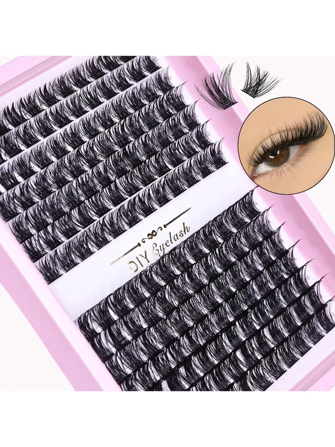 JIEFUXIN Wimpernbüschel, 168 Stück, 10-16mm, D-Curl, Black, Natürlich - Bild 5