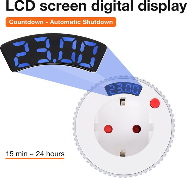 Tuya WiFi Automatischer Timer Schalter 16A mit Countdown-Funktion für Küchengeräte, EU-Stecker 230V, Weiß - Bild 1