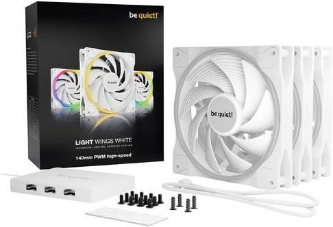 be quiet! Light Wings White 140mm PWM Gehäuselüfter Triple Pack, Weiß, B/H/T: 14 x 14 x 2,5 cm - Bild 1