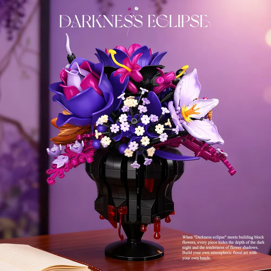AMAZINGBLOKS DIY Bausteine Set Lila Blumenbouquet mit Vase als dekoratives Modell aus 947 Teilen - Bild 3