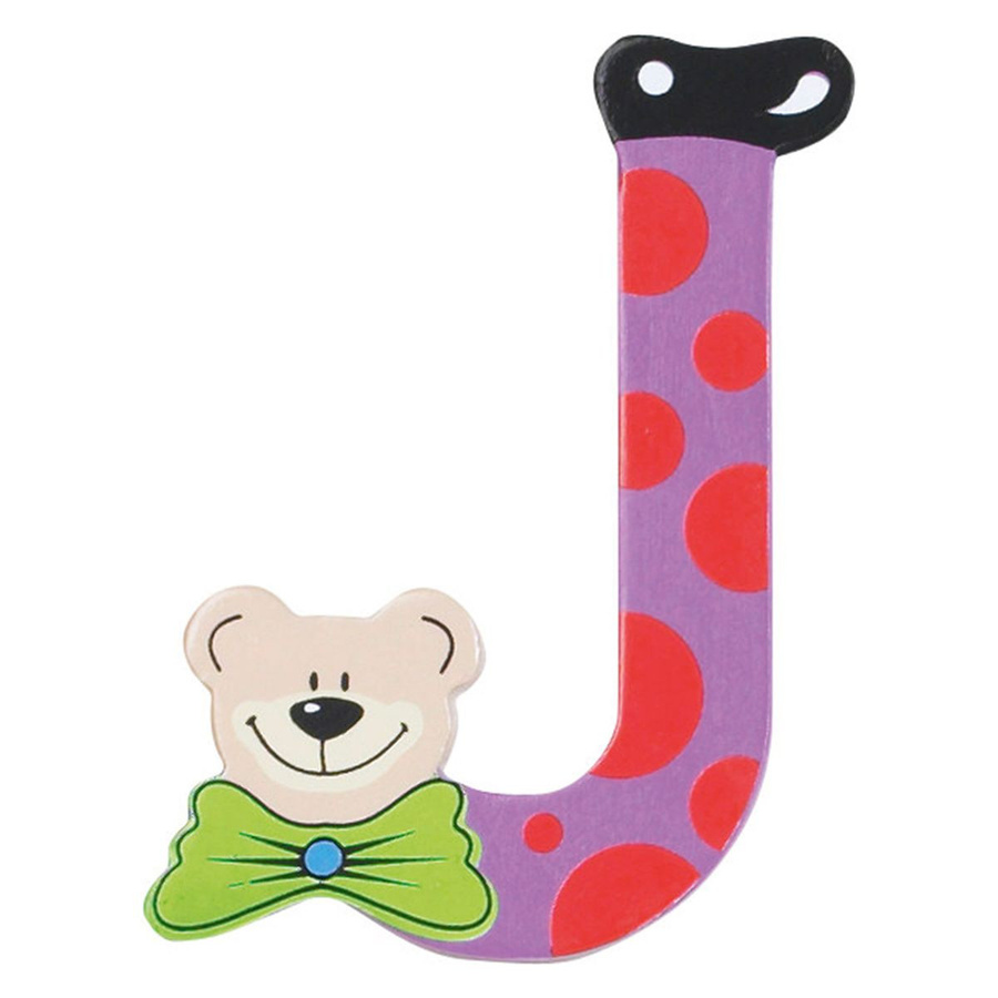 Playshoes Holzbuchstabe J Bär in Mehrfarbig mit Punktmuster - Bild 1