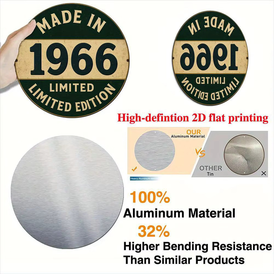 Rundes Aluminium-Metallschild Potdemiel 1966 in Mehrfarbig für deine Wanddekoration, Durchmesser: 20 cm - Bild 3