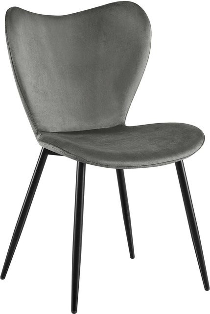 CLP Esszimmerstuhl Maika Polsterstuhl im Retro-Design mit Samt- oder Stoffbezug aus Polyester, Farbe: Grau, Belastbarkeit: 150 kg - Bild 1