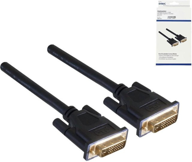 DINIC DVI-Digital Dual Link Kabel mit 24+1 Stecker, vergoldete Kontakte und mehrfach geschirmt, Schwarz - Bild 1