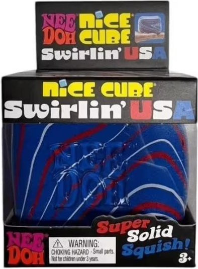 Needoh Schöner Würfel Swirlin’ USA, Sensorische Stressabbau Squishy Würfel, 2-teiliges Set - Bild 1