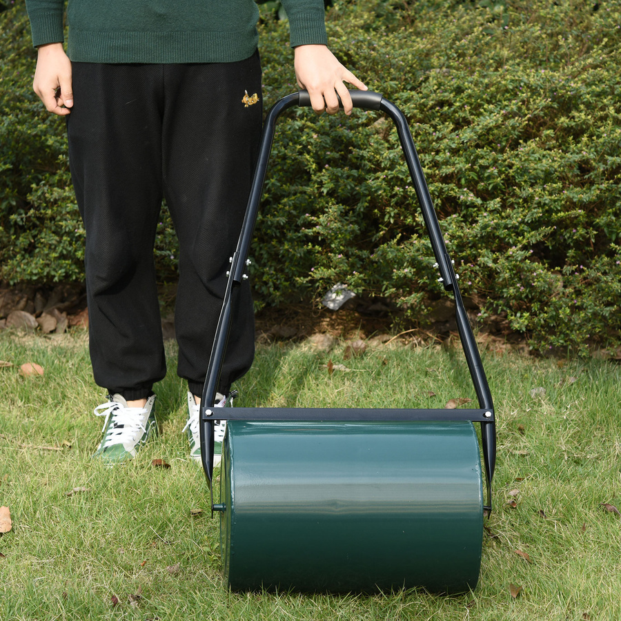 Outsunny Rasenwalze Gartenrolle mit U-Griff in Grün aus Metall für die manuelle Rasenpflege mit 40 l Wasser- oder Sandfüllung, Durchmesser: 31 cm, Arbeitsbreite: 30 cm - Bild 2