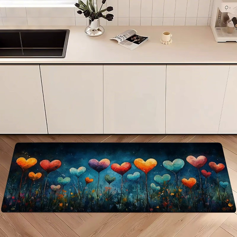 VIKAMA Bunter Herz-Ballon-Teppich in Multicolour, moderner Teppich für Wohnzimmer, Schlafzimmer, Küche oder Badezimmer, B/T: 120 x 40 cm - Bild 2
