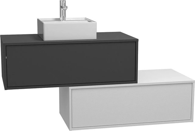 Vente-unique Einzelwaschtisch Teana in Anthrazitgrau und Weiß, Breite: 94 cm - Bild 1