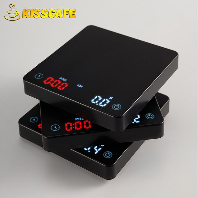ALIKISSCAFE Digitale Kaffeewaage Mini in Schwarz mit Timer und Digitalanzeige, Wiederaufladbar, Präzision 0,1g bis 2kg für Barista und Espresso - Bild 1