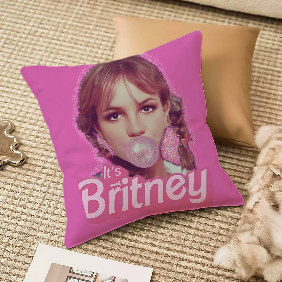 Retro Singer B-Britney Spears Kissenbezug mit unsichtbarem Reißverschluss, Breite: 30 cm, Höhe: 30 cm - Bild 2