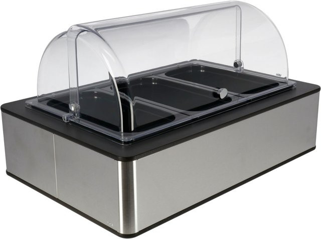 VEGA Buffetvitrine mit 3 GN 1/3 Behältern, Melamin, Farben: Anthrazit, Schwarz, Silber und Transparent, B/T/H: 63 x 42,5 x 33,9 cm - Bild 1