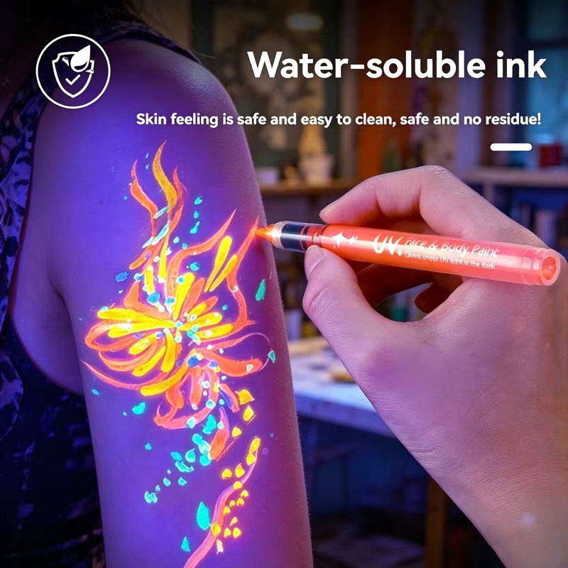 Hopk Neon-UV-Fluoreszierende Acrylfarbstifte im Set mit 8, 12 oder 18 Farben, leuchtende DIY-Marker für kreative Projekte - Bild 3